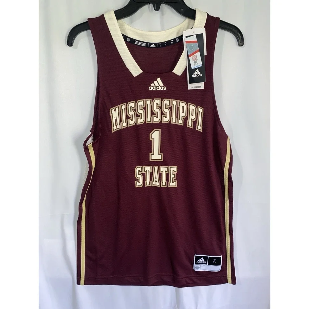 NWT Mississippi‎ State Bulldogs Basketball Adidas Retro Jersey #1 Small